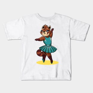 Comic red panda dancing ballet - ballerina Kids T-Shirt